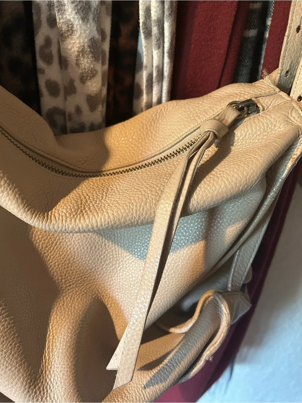 Kooba Calabasa Cream Leather Convertible Backpack Hobo Bag